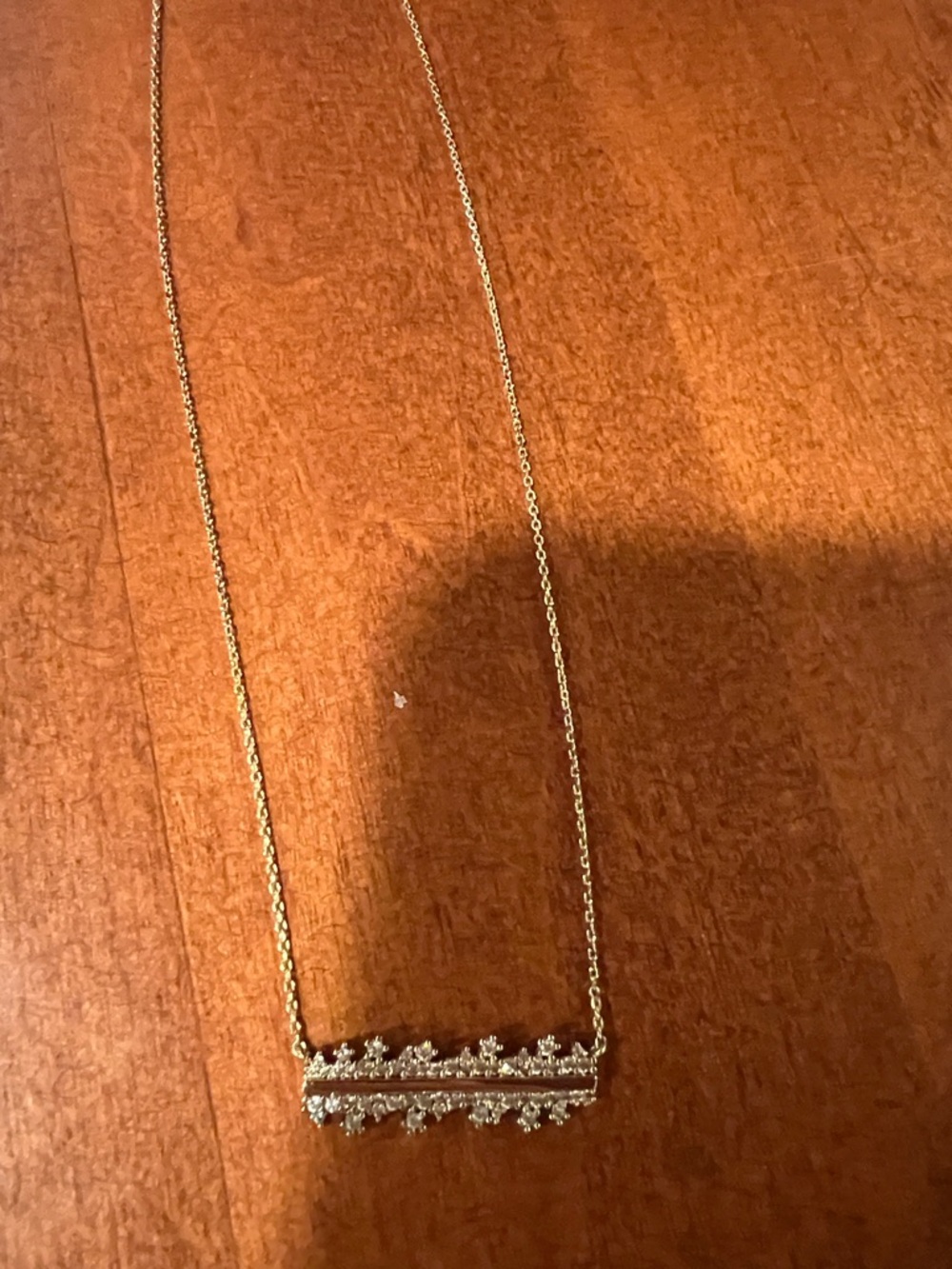 Delicate Gold-Tone Bar Necklace with Clear Crystal Accents